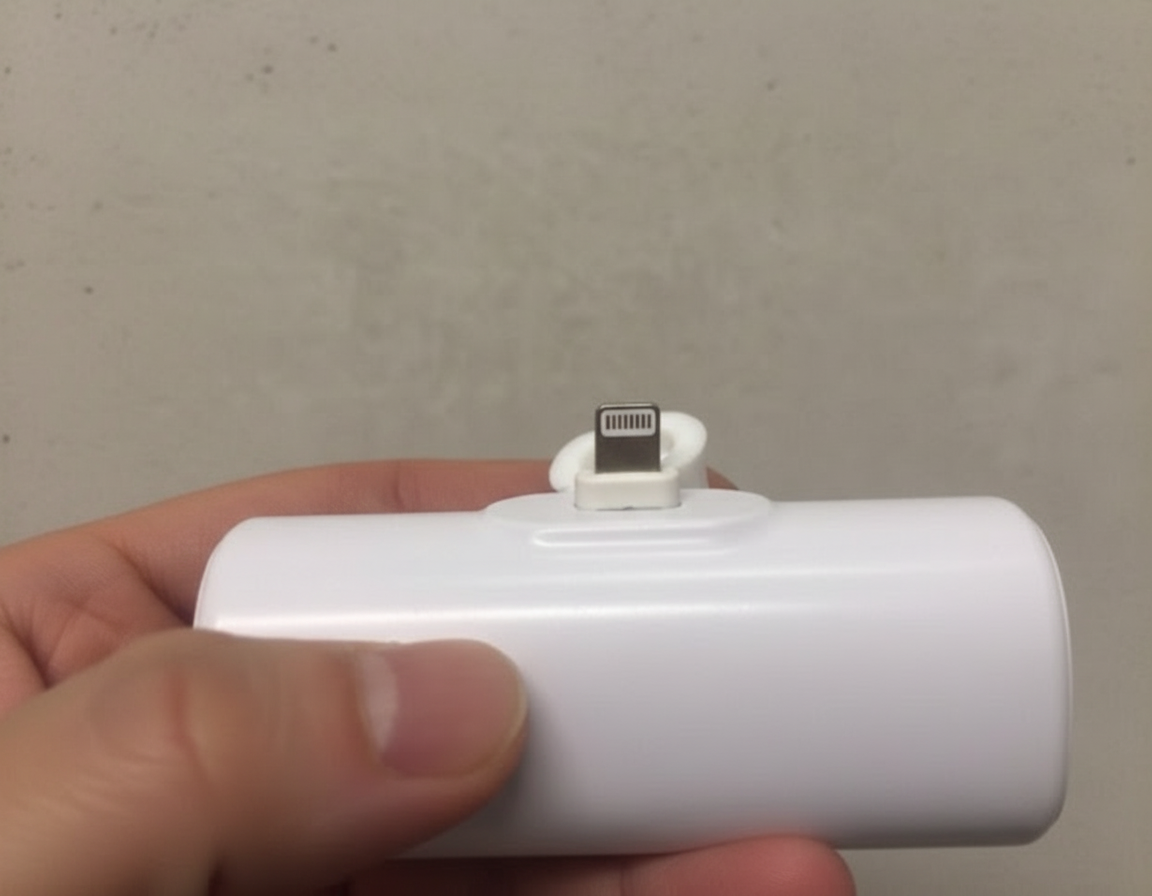 손에 쏙 들어오는 크기의 구스페리 도킹형 보조배터리 5000mAh - 소프트핑크 모델