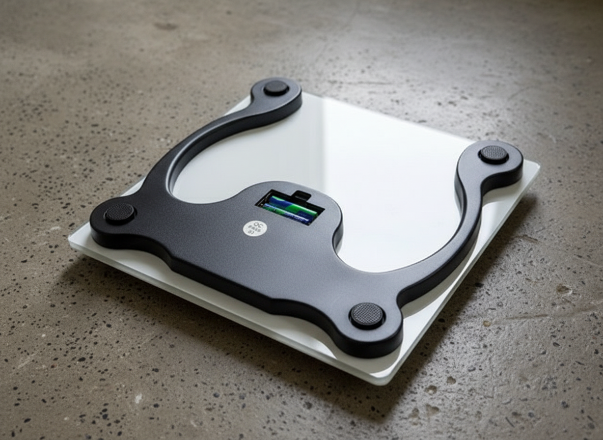 노바리빙 체중계 상세 이미지: 디스플레이와 판 구조 클로즈업