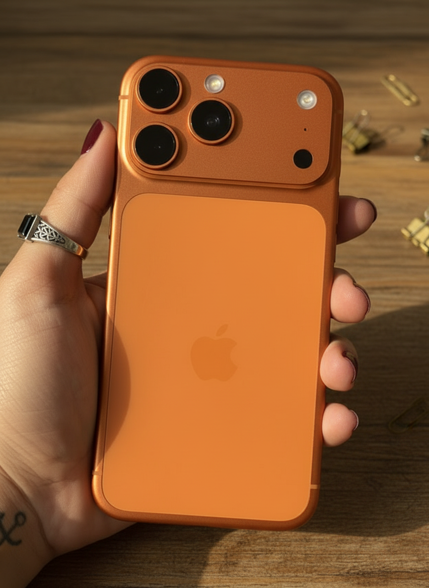 아이폰 17 Pro Max 카메라 모듈 클로즈업 — 48MP 메인 센서와 망원 렌즈