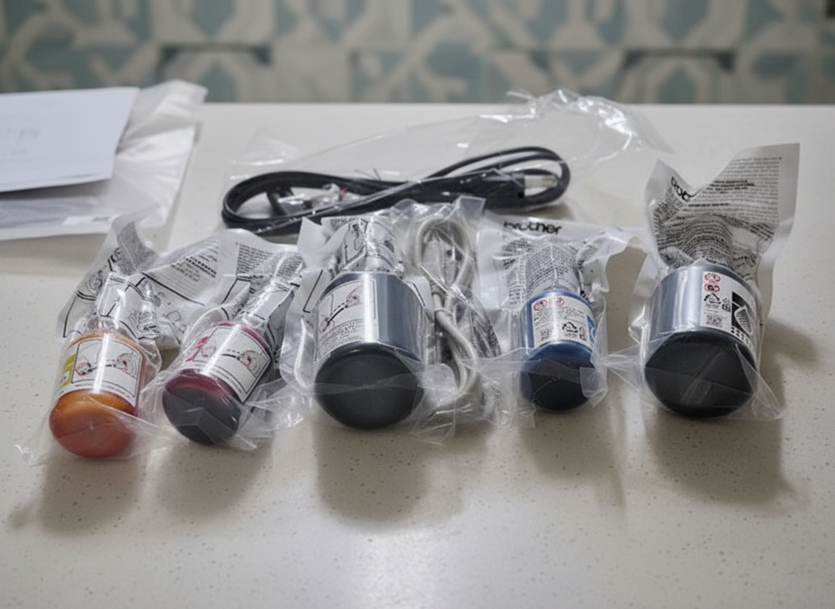 브라더 프린터 무선 스캔 및 모바일 연동 화면을 보여주는 이미지 — 모바일 앱으로 스캔 저장하는 모습