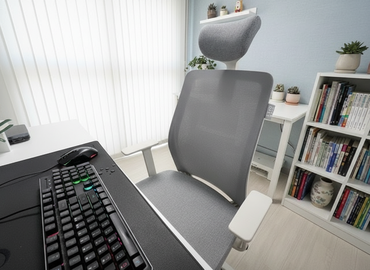 의자 비교를 위해 촬영한 사이즈오브 체어 라이트 및 시디즈 T20 실제 제품 사진