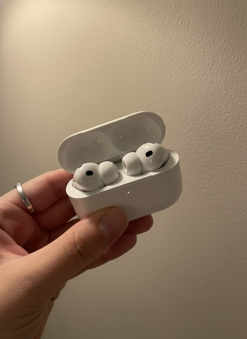 에어팟 프로 3세대 착용 모습 이미지 — 착용감과 밀착감을 보여주는 이미지