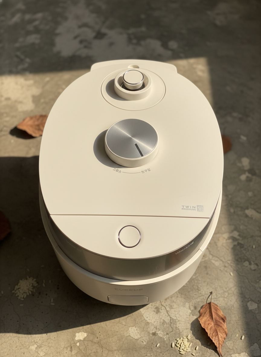 사용 중인 쿠쿠 트윈프레셔 마스터셰프 IH 전기압력밥솥 - 내부와 조작부 모습