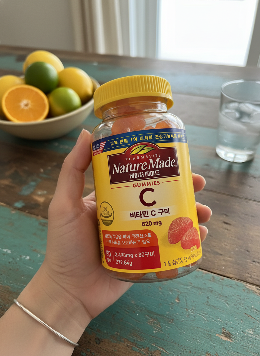 구미를 손에 들고 있는 모습, 질감과 크기를 보여주는 이미지